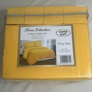 NEW Home Collection Bamboo 2000 King Sheet Set 100% Cotton Touch Deep Pocket 6pc